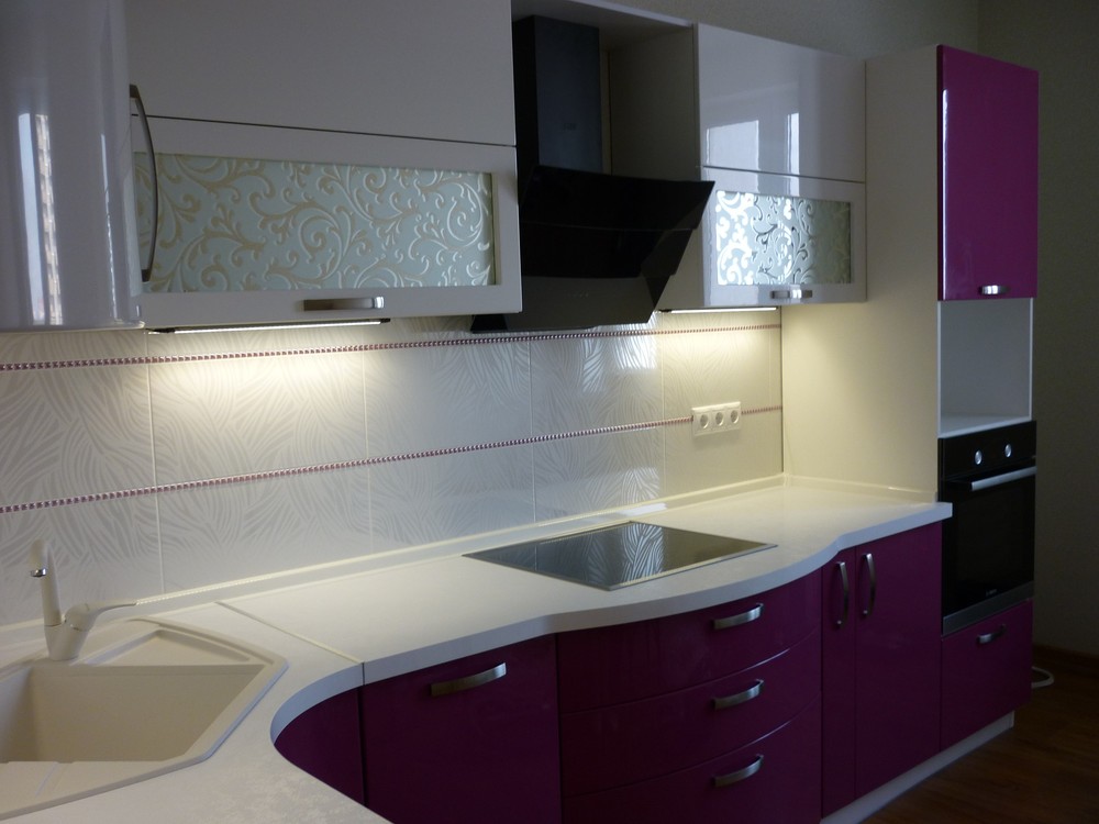 Встроенная кухня-Кухня МДФ в эмали «Модель 237»-фото2